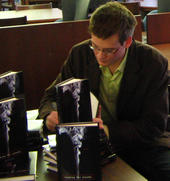 john green, author, signing copies of looking for alaska.  click for larger view.